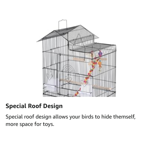 Large Parakeet Bird Cage With Vibrant Colors, 1 Ladder, and 2 Hanging Toys - Picture 13 of 16